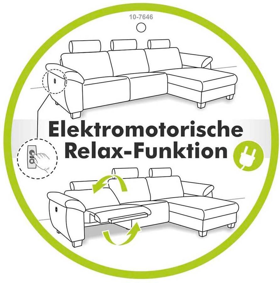 Jockenhöfer Gruppe Hoekbank Doppio L-vorm met elektromotorische ontspanningsfunctie en inductieve oplader + usb-a oplaadpoort verstelbare hoofdsteunen - Foto 5