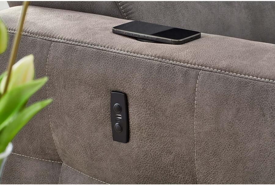 Jockenhöfer Gruppe Hoekbank Doppio L-vorm met elektromotorische ontspanningsfunctie en inductieve oplader + usb-a oplaadpoort verstelbare hoofdsteunen - Foto 7