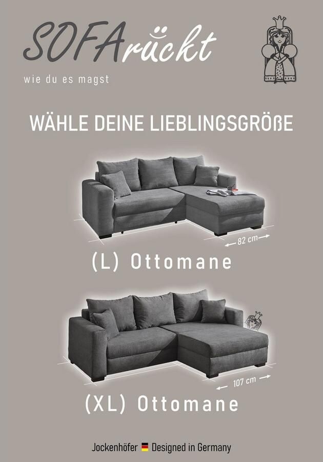 Jockenhöfer Gruppe Hoekbank Elmau L-vorm Breedte 235cm incl. bedfunctie bedlade ottomane links rechts monteerbaar - Foto 4