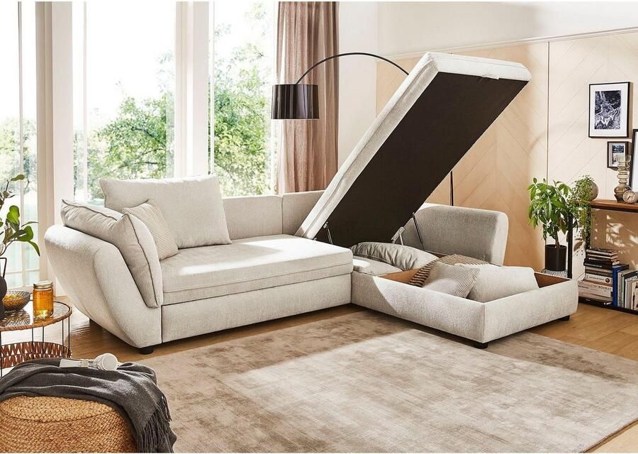 Jockenhöfer Gruppe Hoekbank Jerez L-vorm met bed- en relaxfunctie opbergvak bedlade golfvering ottomane - Foto 3