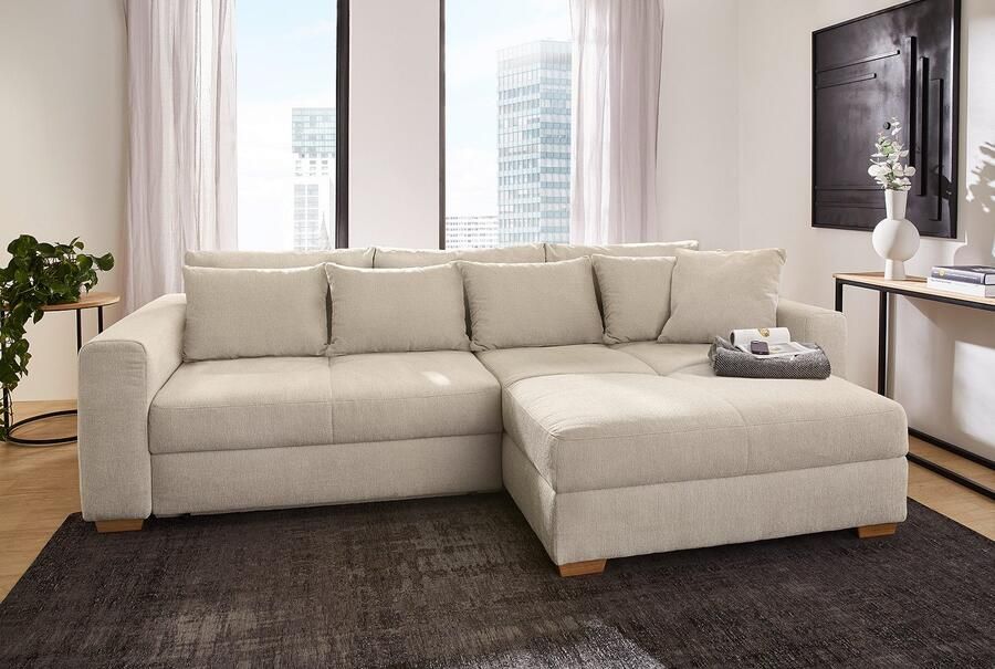 Jockenhöfer Gruppe Hoekbank Kampen L-vorm met slaapfunctie Bedkist bonellvering ottomane links of rechts beige - Foto 8