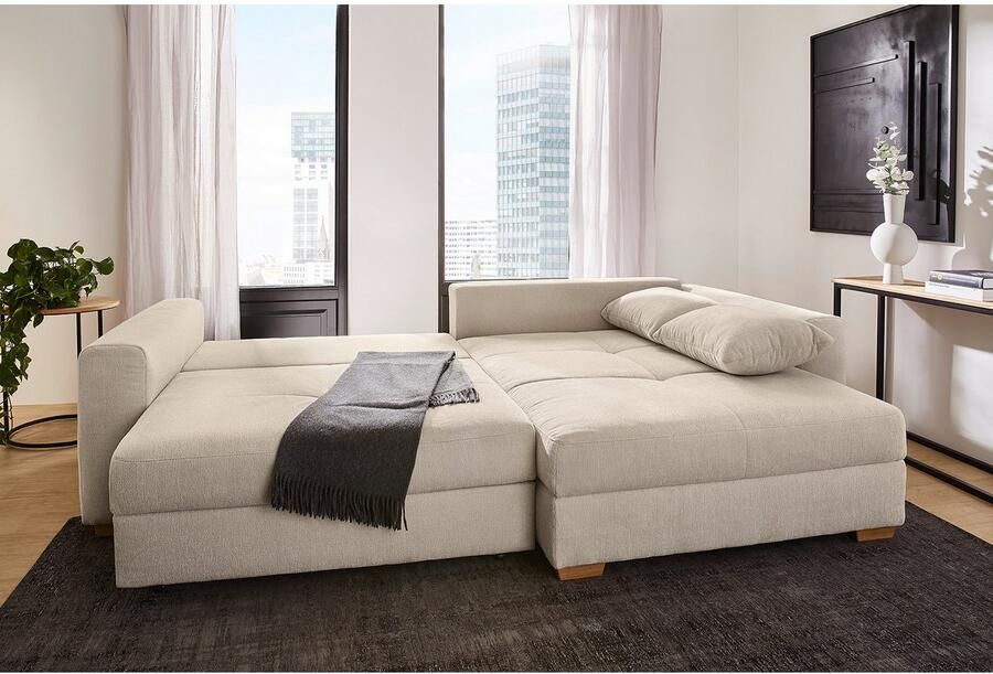 Jockenhöfer Gruppe Hoekbank Kampen L-vorm met slaapfunctie Bedkist bonellvering ottomane links of rechts beige - Foto 4