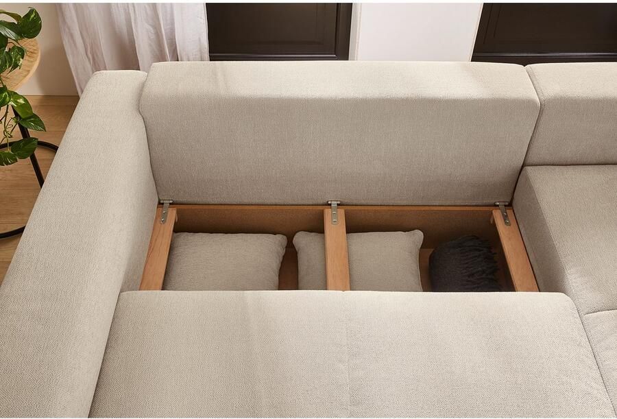 Jockenhöfer Gruppe Hoekbank Kampen L-vorm met slaapfunctie Bedkist bonellvering ottomane links of rechts beige - Foto 5
