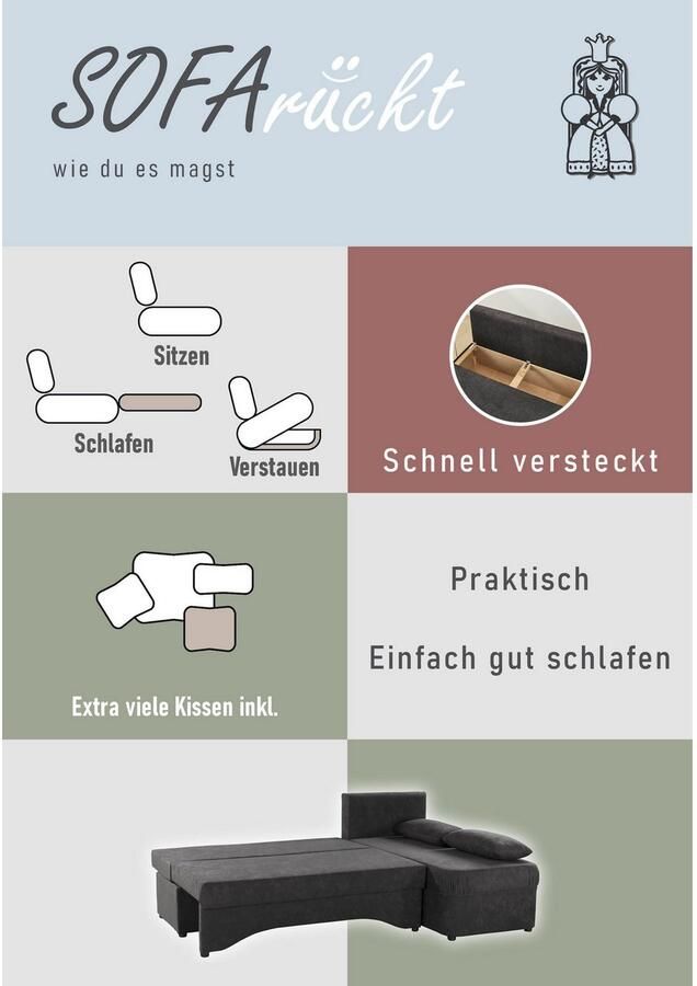 Jockenhöfer Gruppe Hoekbank L-model Slaapfunctie en bergruimte onze permanente lage prijs