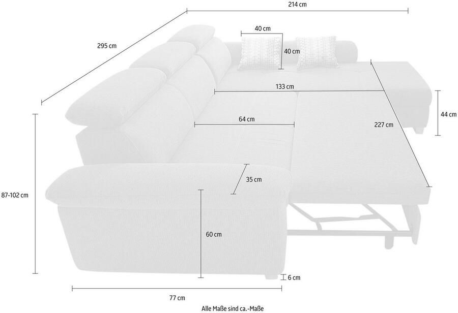 Jockenhöfer Gruppe Hoekbank Landshut L-vorm inclusief slaapfunctie verstelbare hoofdsteun resp. rugleuning - Foto 4
