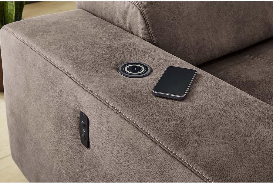 Jockenhöfer Gruppe Hoekbank LE MANS L-model met elektrische zitdiepteverstelling (30 cm) en inductieve oplaadmogelijkheid + usb a en c verstelbare hoofdsteunen - Foto 6