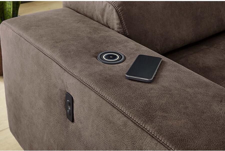 Jockenhöfer Gruppe Hoekbank LE MANS L-model met elektrische zitdiepteverstelling (30 cm) en inductieve oplaadmogelijkheid + usb a en c verstelbare hoofdsteunen - Foto 7