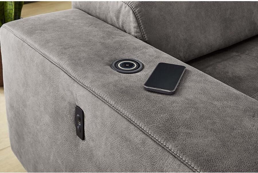 Jockenhöfer Gruppe Hoekbank LE MANS L-model met elektrische zitdiepteverstelling (30 cm) en inductieve oplaadmogelijkheid + usb a en c verstelbare hoofdsteunen - Foto 7