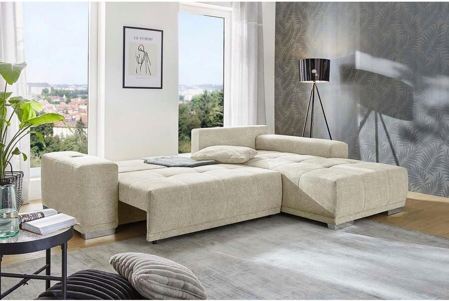 Jockenhöfer Gruppe Hoekbank Luciano L-vorm met inductieve oplaadmogelijkheid USB-A & USB-C oplaadpoort - Foto 6