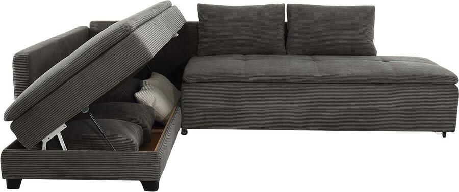 Jockenhöfer Gruppe Hoekbank Madrid L-vorm draaiende slaapbank verenvering geïntegreerde koudschuim-topper rek-element links rechts monteerbaar - Foto 6