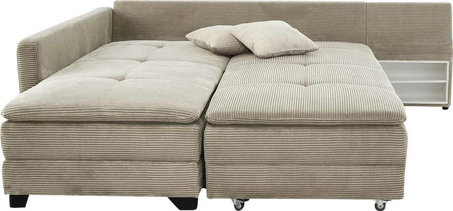 Jockenhöfer Gruppe Hoekbank Madrid L-vorm draaiende slaapbank verenvering geïntegreerde koudschuim-topper rek-element links rechts monteerbaar - Foto 4