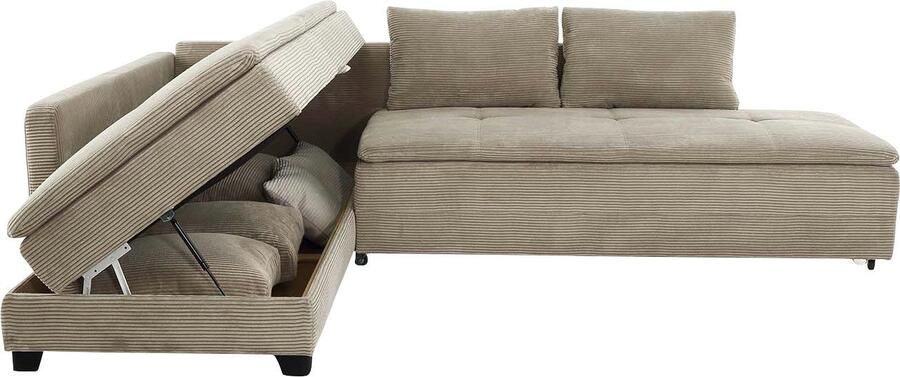 Jockenhöfer Gruppe Hoekbank Madrid L-vorm draaiende slaapbank verenvering geïntegreerde koudschuim-topper rek-element links rechts monteerbaar - Foto 6