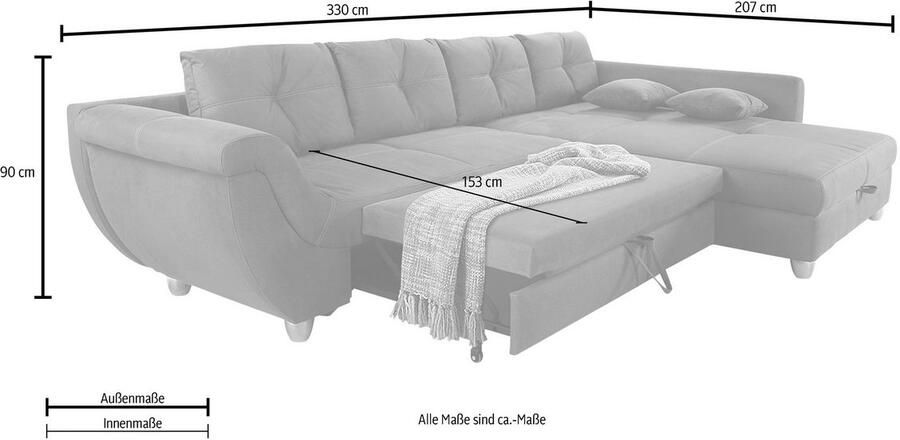 Jockenhöfer Gruppe Hoekbank Maranello L-vorm met grote bergruimte logeerbed- en relaxfunctie nosag-vering - Foto 3
