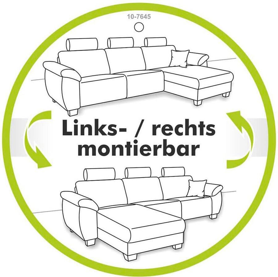 Jockenhöfer Gruppe Hoekbank Luciano L-vorm met inductieve oplaadmogelijkheid USB-A & USB-C oplaadpoort