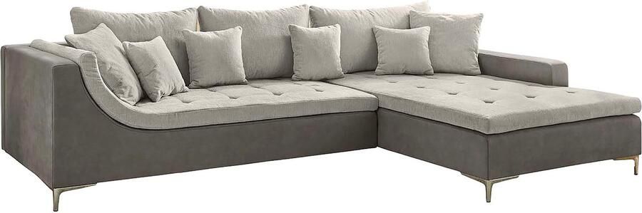 Jockenhöfer Gruppe Hoekbank Monte Carlo L-vorm met comfortabele golfvering Ottoman kan rechts of links worden gemonteerd incl. 9 kussens - Foto 5