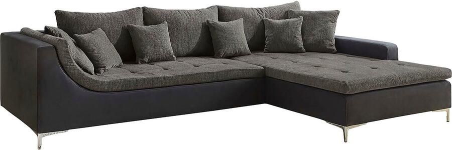 Jockenhöfer Gruppe Hoekbank Monte Carlo L-vorm met comfortabele golfvering Ottoman kan rechts of links worden gemonteerd incl. 9 kussens - Foto 5