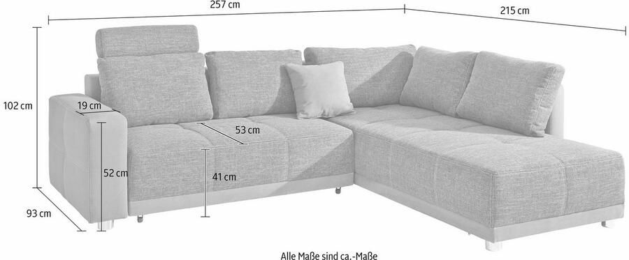 Jockenhöfer Gruppe Hoekbank Orlando L-vorm met slaapfunctie bedkist en binnenvering met 1 of 3 hoofdsteunen - Foto 9