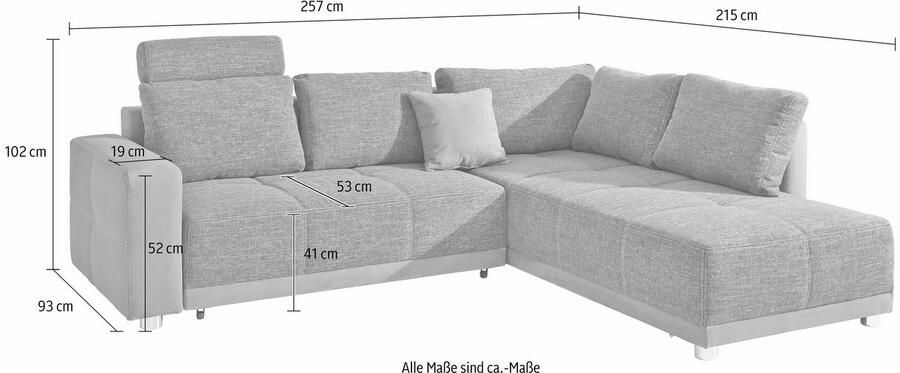 Jockenhöfer Gruppe Hoekbank Orlando L-vorm met slaapfunctie bedkist en binnenvering met 1 of 3 hoofdsteunen - Foto 6