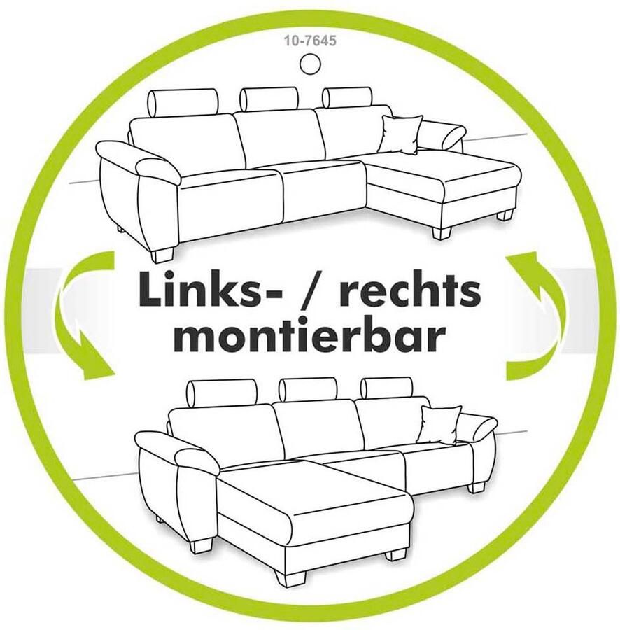 Jockenhöfer Gruppe Hoekbank Orlando L-vorm met slaapfunctie bedkist en binnenvering met 1 of 3 hoofdsteunen - Foto 3