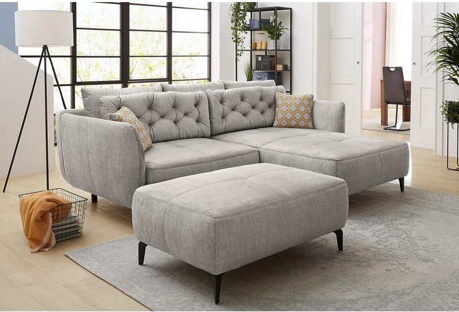 Jockenhöfer Gruppe Hoekbank Salo L-vorm in retro-look met golfvering en vrij plaatsbaar - Foto 4