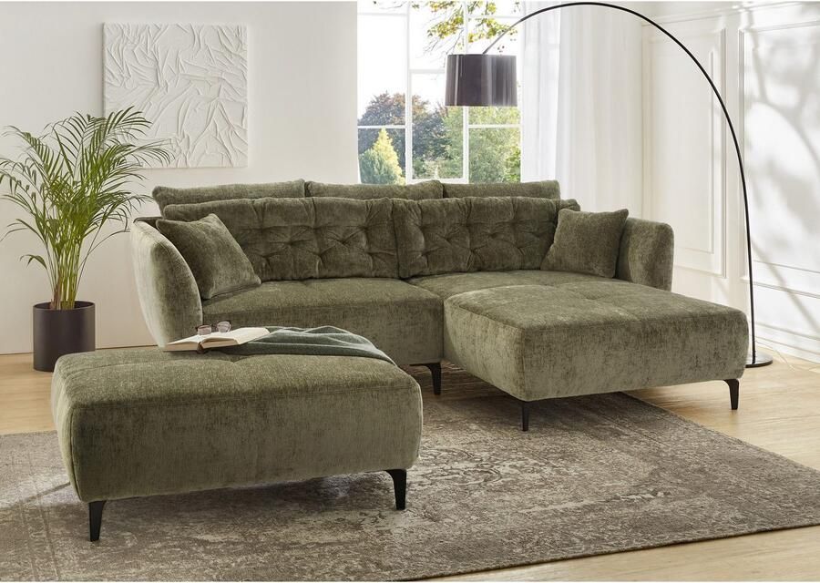 Jockenhöfer Gruppe Hoekbank Salo L-vorm in retro-look met golfvering en vrij plaatsbaar - Foto 2