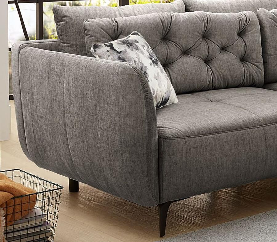 Jockenhöfer Gruppe Hoekbank Salo L-vorm in retro-look met golfvering en vrij plaatsbaar