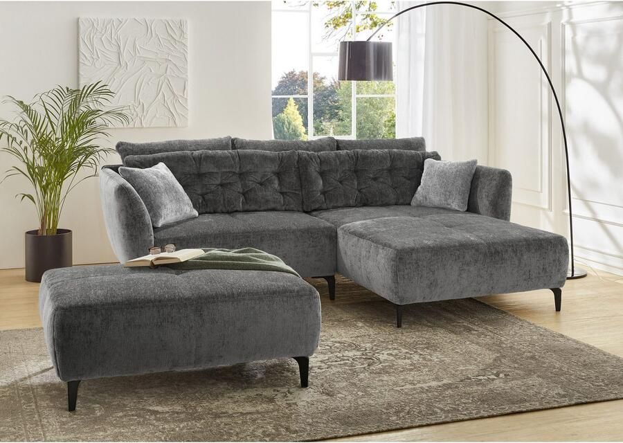 Jockenhöfer Gruppe Hoekbank Salo L-vorm in retro-look met golfvering en vrij plaatsbaar - Foto 2