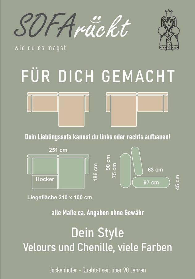 Jockenhöfer Gruppe Hoekbank Salo L-vorm in retro-look met golfvering en vrij plaatsbaar - Foto 5