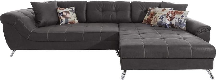 Jockenhöfer Gruppe Hoekbank San Francisco L-vorm met ingewerkte koudschuimmat en stiksels inclusief kussen - Foto 5