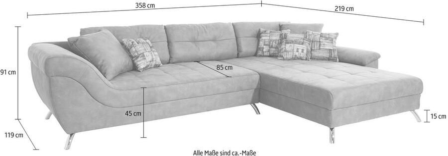 Jockenhöfer Gruppe Hoekbank San Francisco L-vorm met ingewerkte koudschuimmat en stiksels inclusief kussen - Foto 6