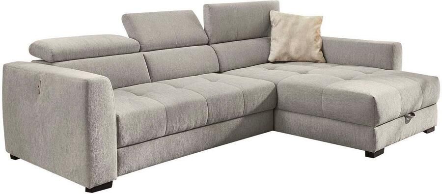 Jockenhöfer Gruppe Hoekbank San Marino L-vorm met elektromotor voor verstellen van de zitdiepte (ca. 30 cm) bedlade - Foto 6