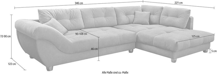 Jockenhöfer Gruppe Hoekbank Siena L-vorm groot zit- en ligoppervlak ottomane links of rechts te monteren - Foto 2