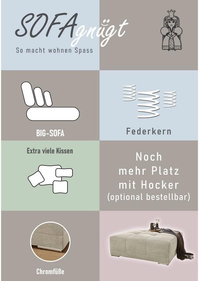 Jockenhöfer Gruppe Megabank Moldau inclusief losse rug- en sierkussens vrij plaatsbaar - Foto 2