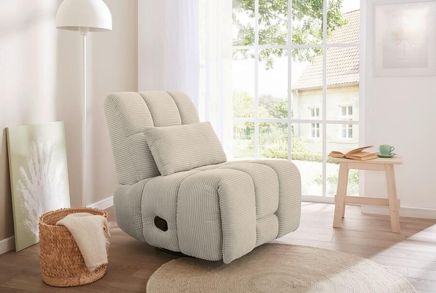 Jockenhöfer Gruppe Relaxfauteuil Doncaster met draai- schommel- relax- en kantelfunctie aangenaam zachte corduroystof - Foto 6