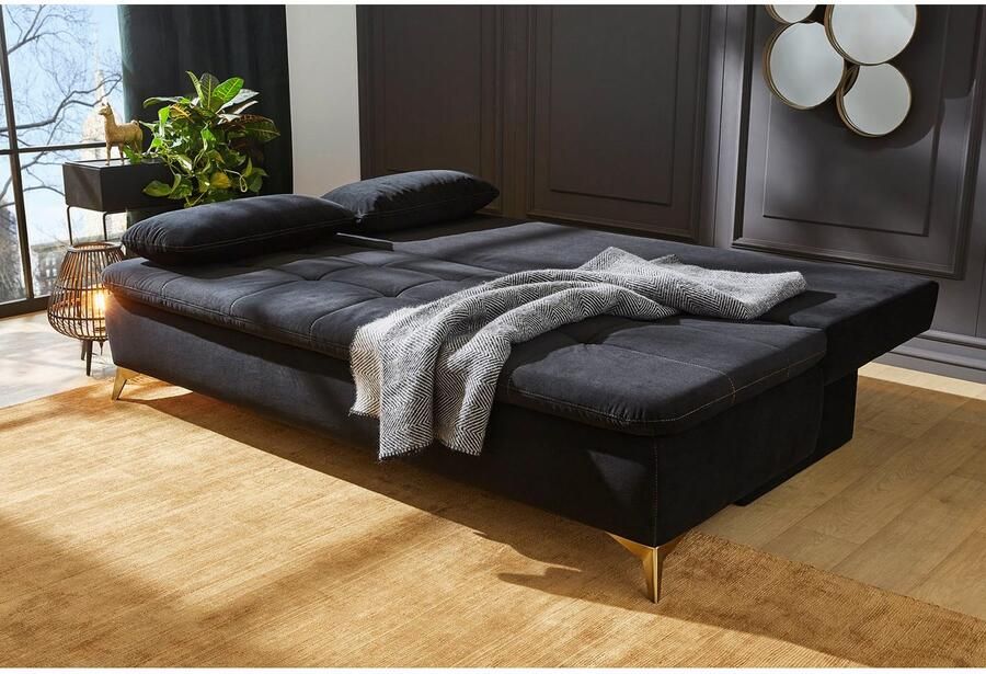 Jockenhöfer Gruppe Slaapbank Sarah met gastenbedfunctie goudkleurige glamoureuze elementen bedbox