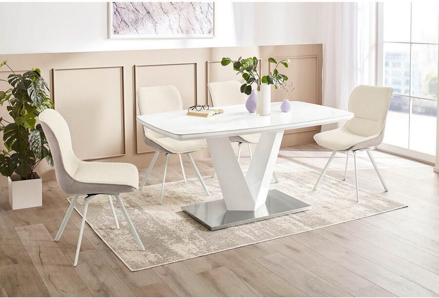 Jockenhöfer Gruppe Stoel met 4 poten Mellum Inclusief draaifunctie (360° draaibaar) bekledingsstof cord (set 2 stuks) - Foto 8