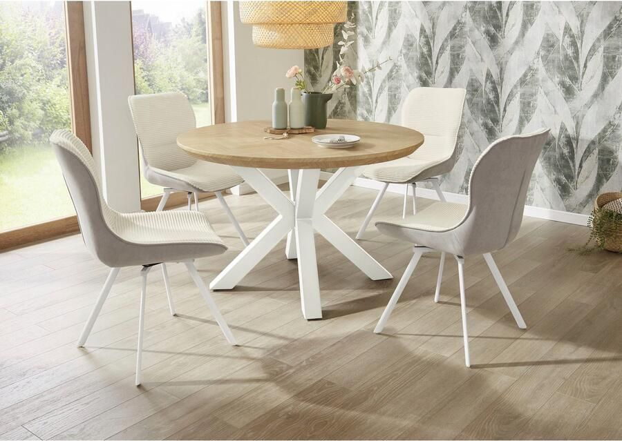 Jockenhöfer Gruppe Stoel met 4 poten Mellum Inclusief draaifunctie (360° draaibaar) bekledingsstof cord (set 2 stuks) - Foto 4