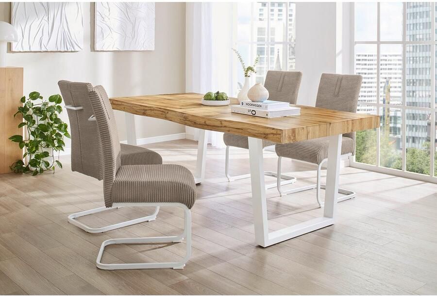 Jockenhöfer Gruppe Vrijdragende stoel Kenny met pocketvering bekledingsstof cord (set 2 stuks) - Foto 2