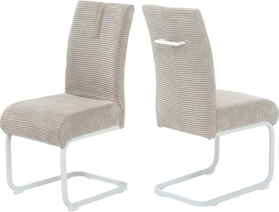 Jockenhöfer Gruppe Vrijdragende stoel Kenny met pocketvering bekledingsstof cord (set 2 stuks) - Foto 5