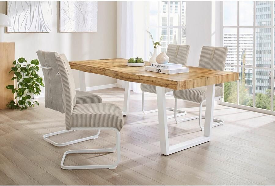 Jockenhöfer Gruppe Vrijdragende stoel Kenny met pocketvering bekledingsstof cord (set 2 stuks) - Foto 2