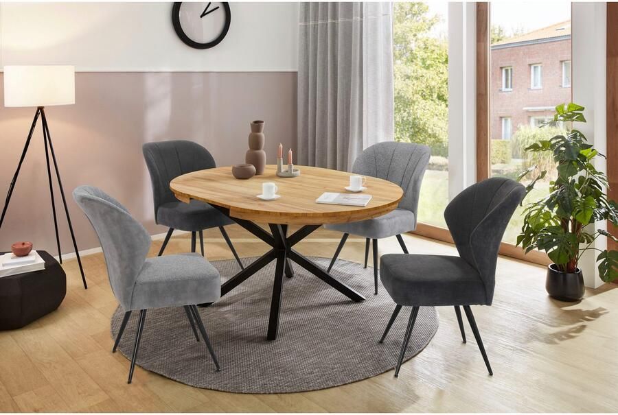 Jockenhöfer Gruppe Vrijdragende stoel Oder met pocketveren in bekleding materiaalmix verkrijgbaar in 2 kleuren (set 4 stuks) - Foto 3