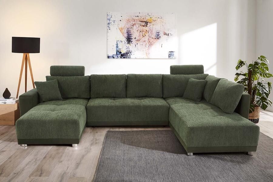 Jockenhöfer Gruppe Zithoek Orlando U-vorm met binnenvering slaapfunctie en bedkist inclusief 2 hoofdsteunen - Foto 7