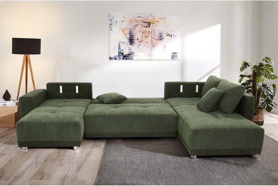 Jockenhöfer Gruppe Zithoek Orlando U-vorm met binnenvering slaapfunctie en bedkist inclusief 2 hoofdsteunen - Foto 4