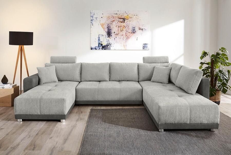 Jockenhöfer Gruppe Zithoek Orlando U-vorm met binnenvering slaapfunctie en bedkist inclusief 2 hoofdsteunen - Foto 7