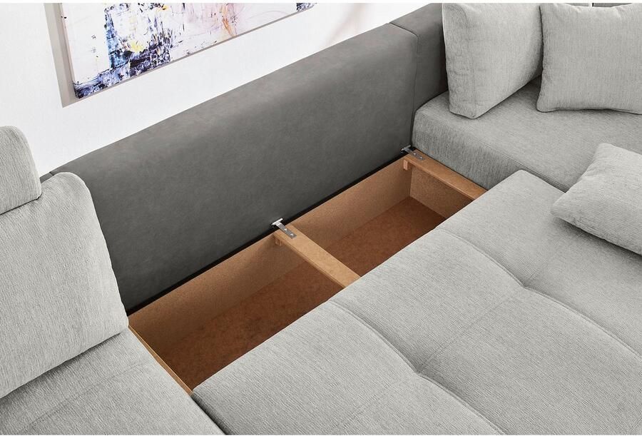 Jockenhöfer Gruppe Zithoek Orlando U-vorm met binnenvering slaapfunctie en bedkist inclusief 2 hoofdsteunen - Foto 6