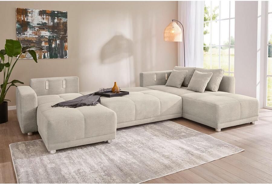 Jockenhöfer Gruppe Zithoek Orlando U-vorm met binnenvering slaapfunctie en bedkist inclusief 2 hoofdsteunen - Foto 6