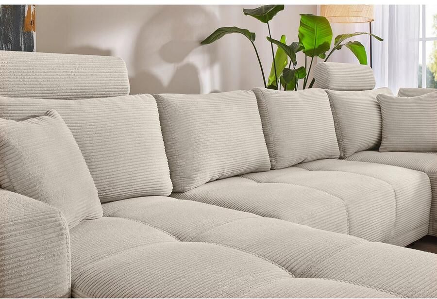 Jockenhöfer Gruppe Zithoek Orlando U-vorm met binnenvering slaapfunctie en bedkist inclusief 2 hoofdsteunen - Foto 4