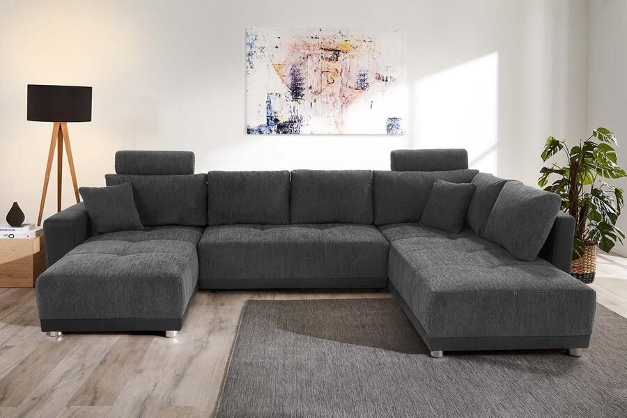 Jockenhöfer Gruppe Zithoek Orlando U-vorm met binnenvering slaapfunctie en bedkist inclusief 2 hoofdsteunen - Foto 7