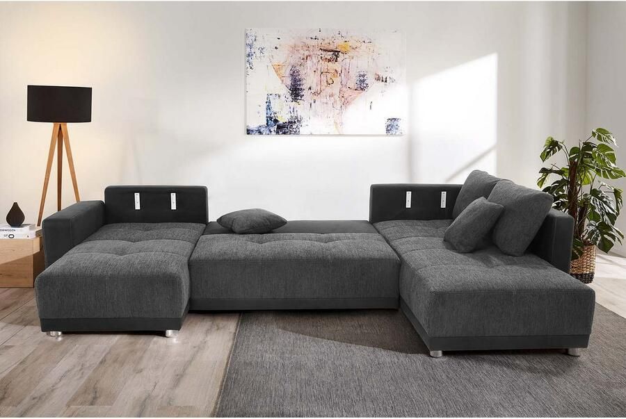 Jockenhöfer Gruppe Zithoek Orlando U-vorm met binnenvering slaapfunctie en bedkist inclusief 2 hoofdsteunen - Foto 4