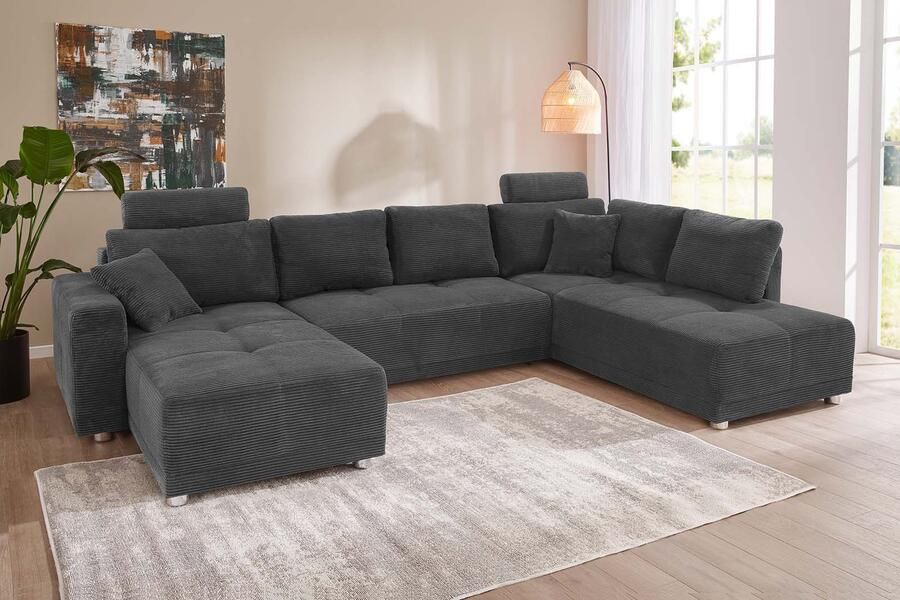 Jockenhöfer Gruppe Zithoek Orlando U-vorm met binnenvering slaapfunctie en bedkist inclusief 2 hoofdsteunen - Foto 7